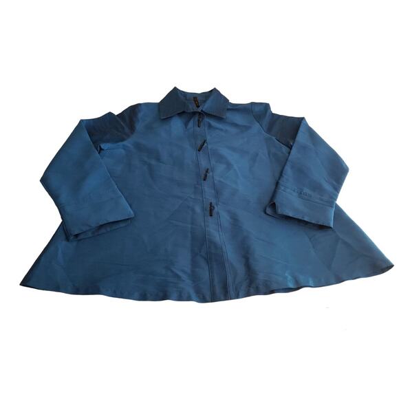 IC By Connie K Blue Collar Button Down Top Artsy Buttons Small Business Wear - Picture 9 of 10